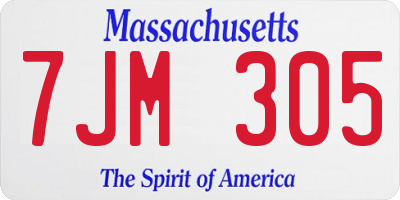 MA license plate 7JM305