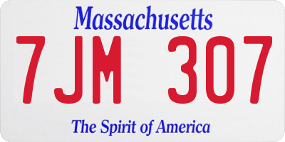 MA license plate 7JM307