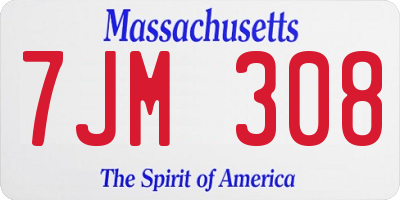 MA license plate 7JM308