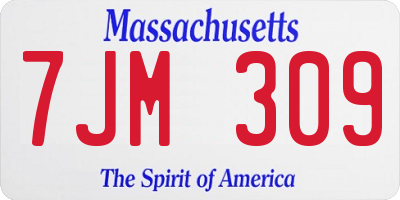 MA license plate 7JM309
