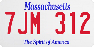 MA license plate 7JM312