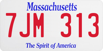 MA license plate 7JM313