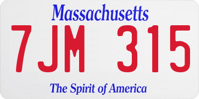 MA license plate 7JM315