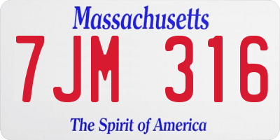 MA license plate 7JM316