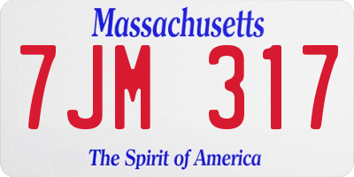 MA license plate 7JM317