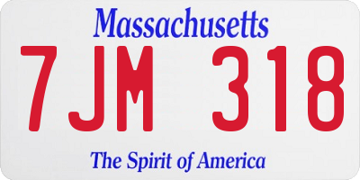 MA license plate 7JM318