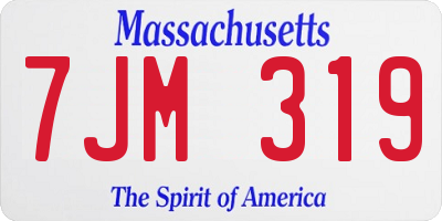 MA license plate 7JM319