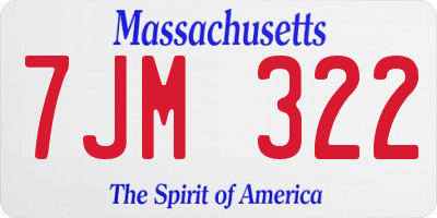MA license plate 7JM322