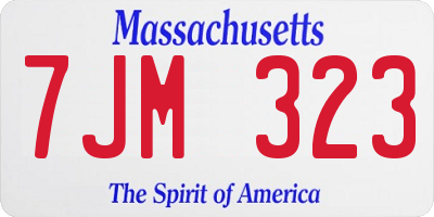 MA license plate 7JM323