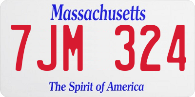 MA license plate 7JM324