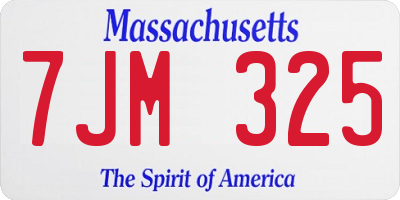 MA license plate 7JM325