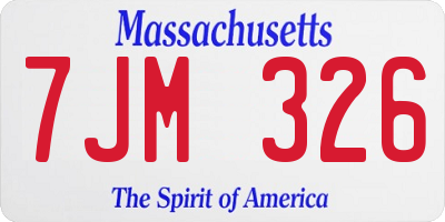 MA license plate 7JM326