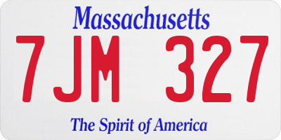 MA license plate 7JM327