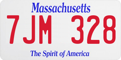 MA license plate 7JM328