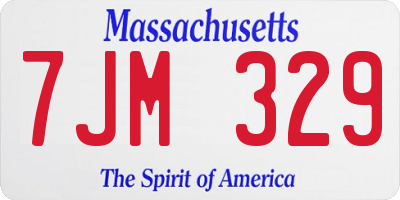 MA license plate 7JM329