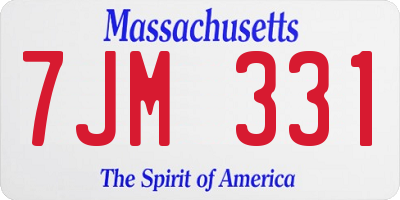 MA license plate 7JM331
