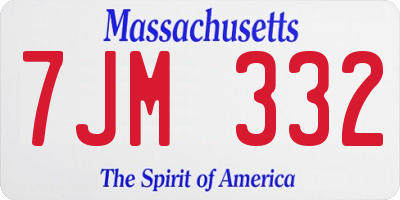 MA license plate 7JM332