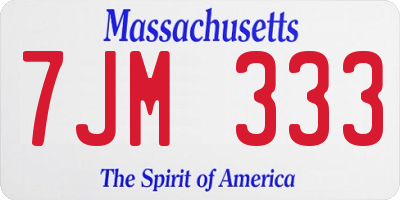 MA license plate 7JM333