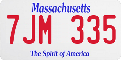 MA license plate 7JM335