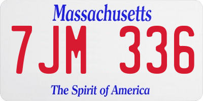 MA license plate 7JM336