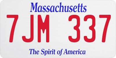 MA license plate 7JM337