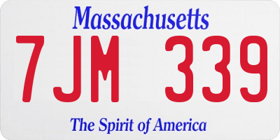 MA license plate 7JM339