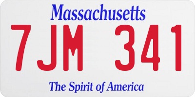 MA license plate 7JM341