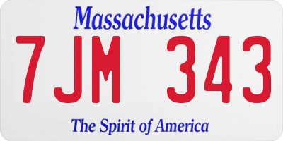 MA license plate 7JM343