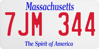 MA license plate 7JM344