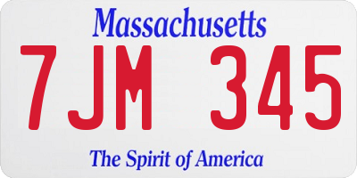 MA license plate 7JM345