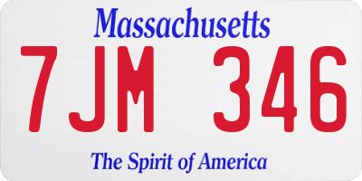 MA license plate 7JM346