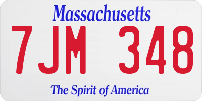 MA license plate 7JM348