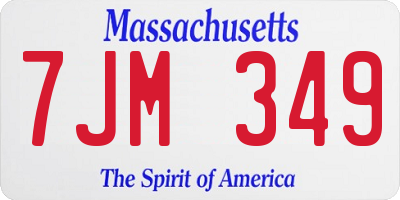 MA license plate 7JM349