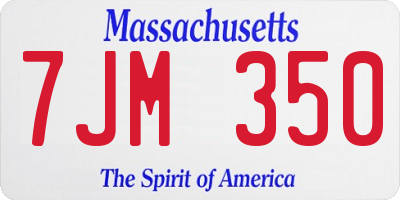 MA license plate 7JM350