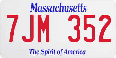MA license plate 7JM352