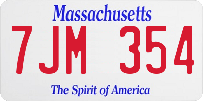 MA license plate 7JM354