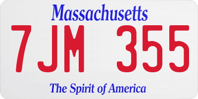 MA license plate 7JM355