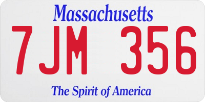 MA license plate 7JM356