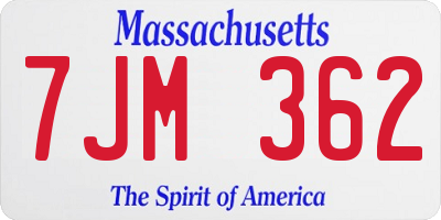 MA license plate 7JM362