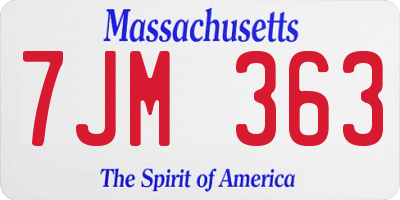 MA license plate 7JM363