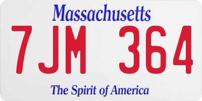 MA license plate 7JM364
