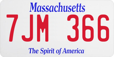 MA license plate 7JM366