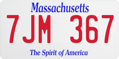MA license plate 7JM367
