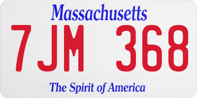 MA license plate 7JM368