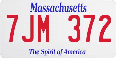 MA license plate 7JM372