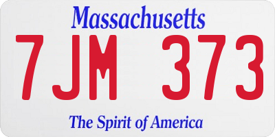 MA license plate 7JM373
