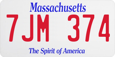 MA license plate 7JM374