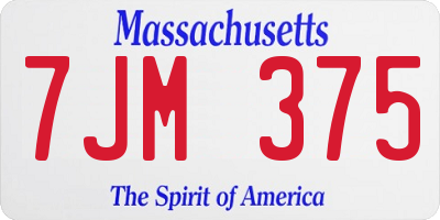 MA license plate 7JM375