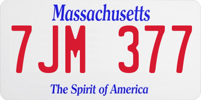 MA license plate 7JM377