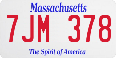 MA license plate 7JM378